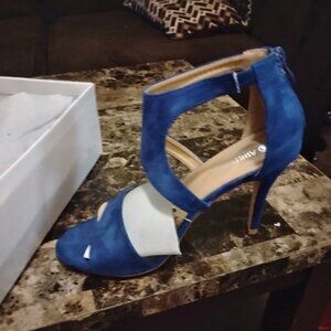 Suede Cobalt Blue Wide Heel From Ashley Stewart - Size 9W